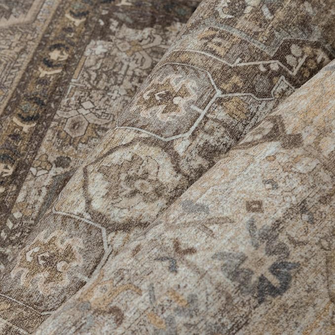 4x6 Brown Washable Vintage Area Rug - Image 8