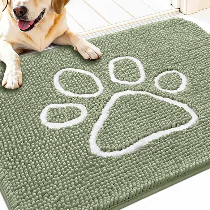 OLANLY Dog Door Mat for Muddy Paws 30x20, Paw Print Design, Absorbs Moisture by OLANLY