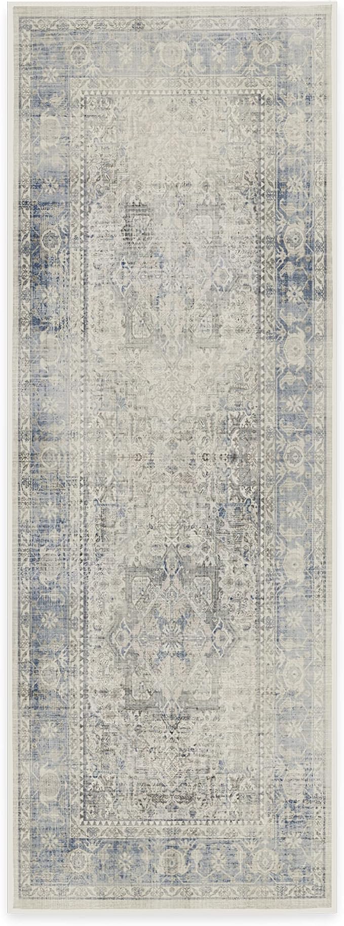 RUGGABLE Washable Vintage Runner Rug – Kamran Blue Quartz 2.5x7, Stain-Resistant - Image 3