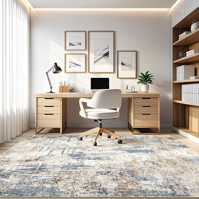 5x8 Area Rug Washable Rugs: Living Room Large Abstract Modern Soft Stain - Image 8