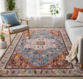 Washable Area Rugs 3x5, Low Pile Vintage Carpet, Non-Slip Distressed Rug by Beglad