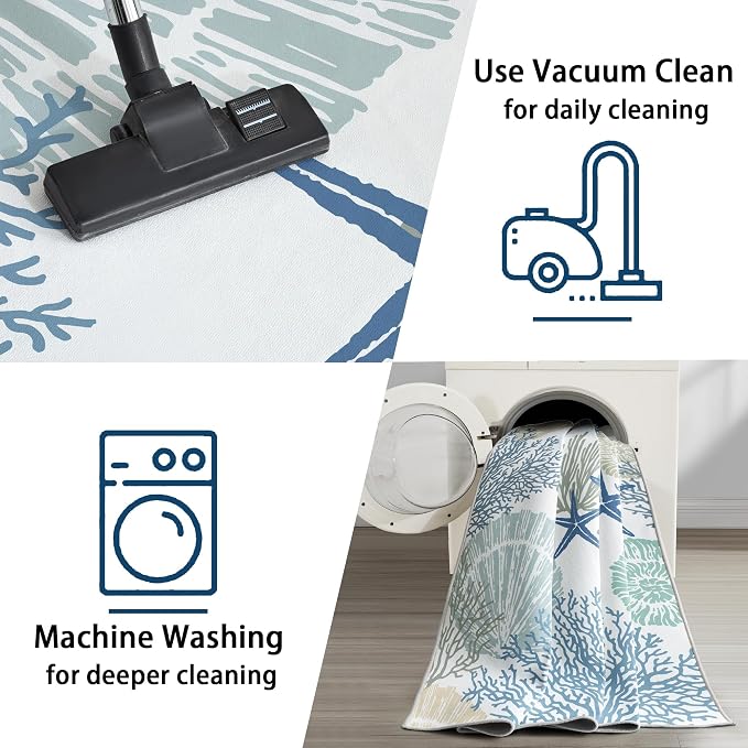 Tritard Coastal Area Rugs Nautical Beach Themed Non-Slip Machine Washable Rugs - Image 7