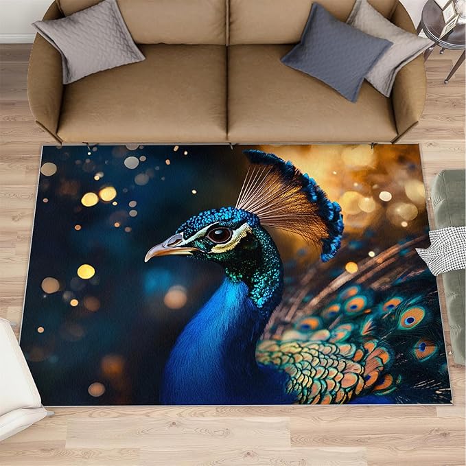 Peacock Area Rug 5x8-5x8 Rug, Wonderful Peacock Rugs - Image 2