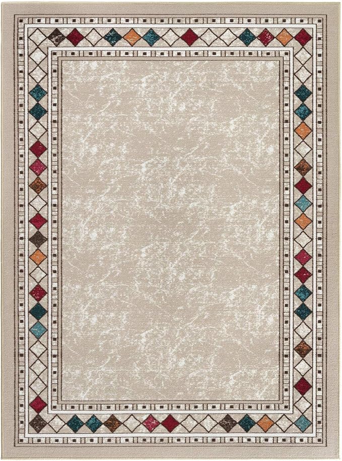 Antep Rugs Alfombras Modern Bordered 5x7 Non-Skid Low Profile Pile Rubber - Image 3