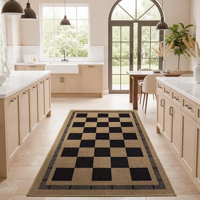 Vasofe 3x5 Plaid Rug, Jute Rugs, Washable Outdoor Indoor Checkered Carpets - Image 5