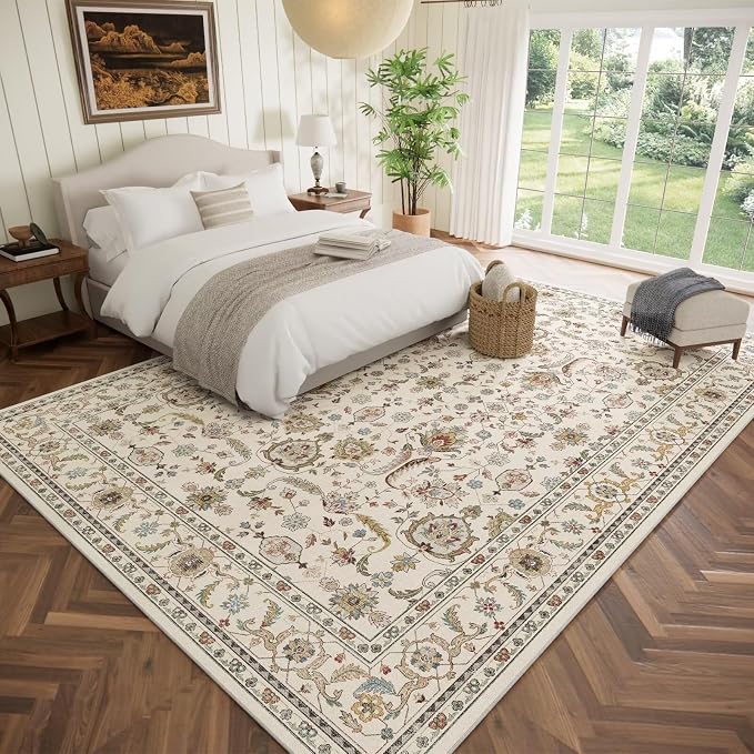Washable 10x14 Area Rugs for Living Room, Boho Non-Slip Vintage Distress Large - Image 2