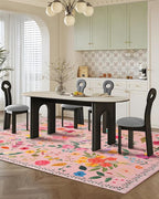 Boho Washable Area Rug 6x9 for Living Room, Kitchen or Dining Room, Soft Floral - Image 6