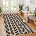 KOZYFLY Striped Front Door Mat 4x6 Ft Brown and Black Front Door Rug Cotton by KOZYFLY