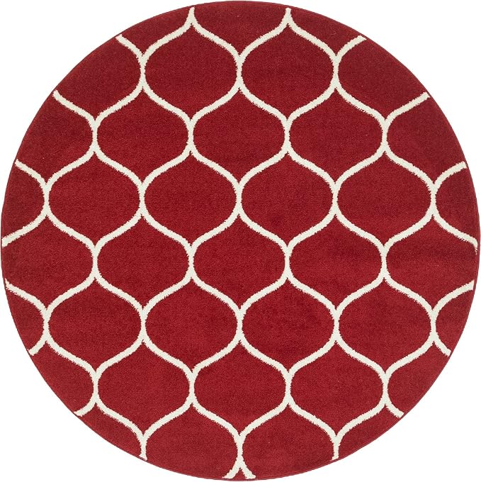 Rugs.com Lattice Frieze Collection Rug – 5' Round Red Medium Rug Perfect - Image 10