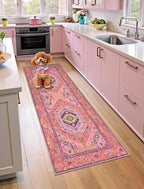 SERISSA Washable Kitchen Runner Rug, 2x5 Non-Slip Fuchsia Pink Runner Rugs by SERISSAHomeDecorCollection