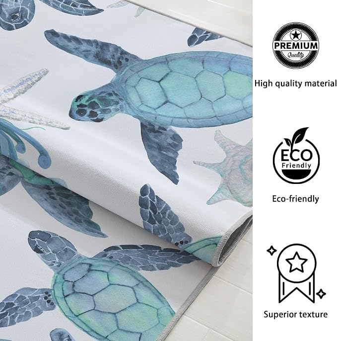 Tritard Coastal Sea Turtles Hallway Runner Rug 2x6 Beach Themed Starfish Area - Image 7