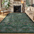 Lahome Floral Dark Green Area Rugs 8x10, Soft 8x10 Washable Rugs by Lahome