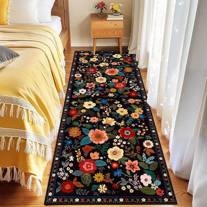 Floral 2x8 Area Rug Machine Washable Soft Print Boho Carpet Non Slip Doormat - Image 6
