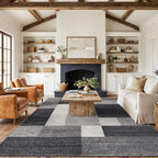 Rugshop Gray Modern Geometric Boxes Non-Slip Area Rug Non-Shedding by Rugshop