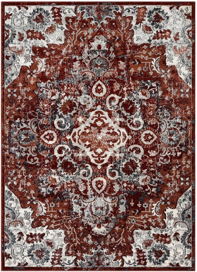 LUXE WEAVERS Moroccan Red 4x5 Medallion Area Rug - Image 3