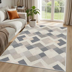 Modern Area Rug Living Room Rugs 4x5, Minimalist Soft Boho Geometric Rug - Image 2