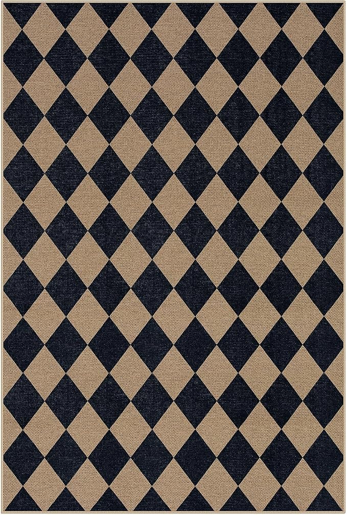 Lahome Checkered Easy Jute Patio Rug, 6x9 Washable Indoor Outdoor Rug, - Image 8