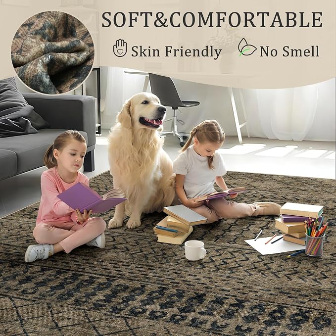 4x6 Machine Washable Area Rug for Living Room, Kids and Pets Friendly for - Image 4