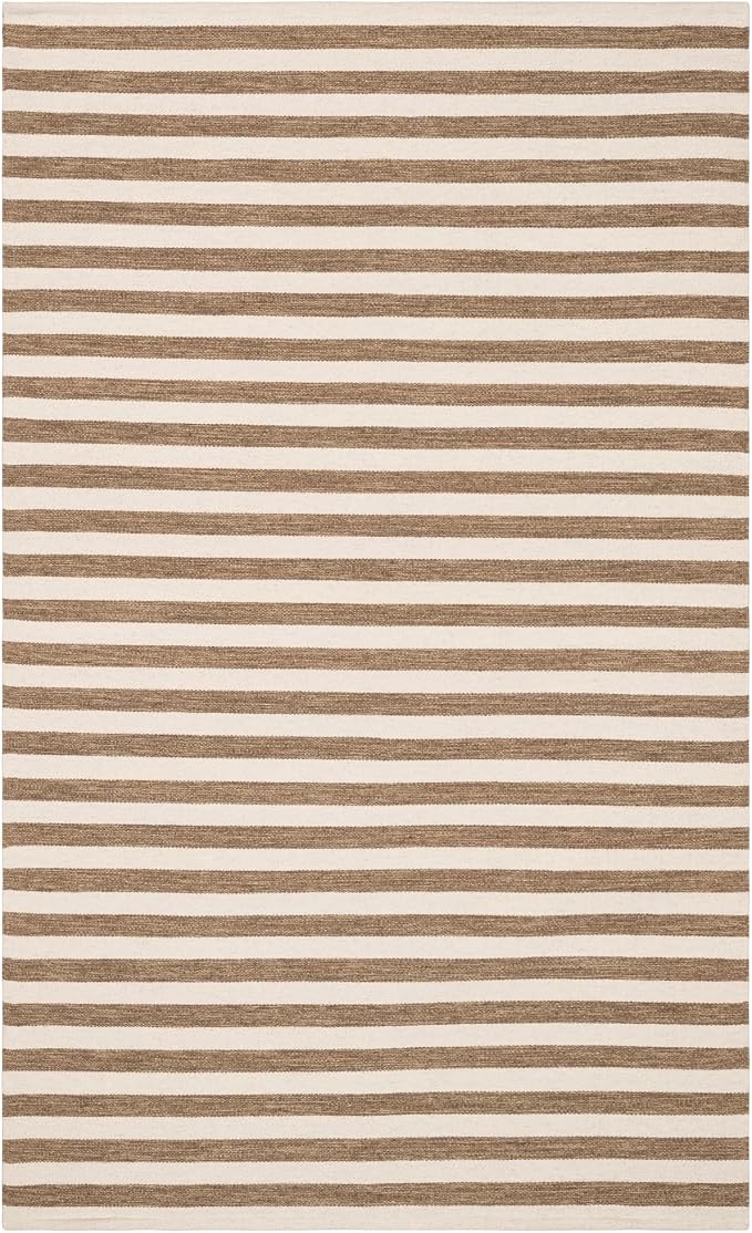 Home Conservatory Ladder Stripe Natural/Ivory Handwoven Wool 5 X 8 Feet by Home+Conservatory