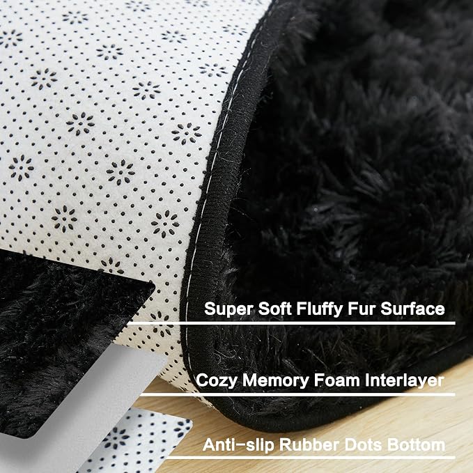 Andency Black Soft Area Rugs for Living Room Bedroom, 4x6 Fluffy Shaggy Bedside - Image 5