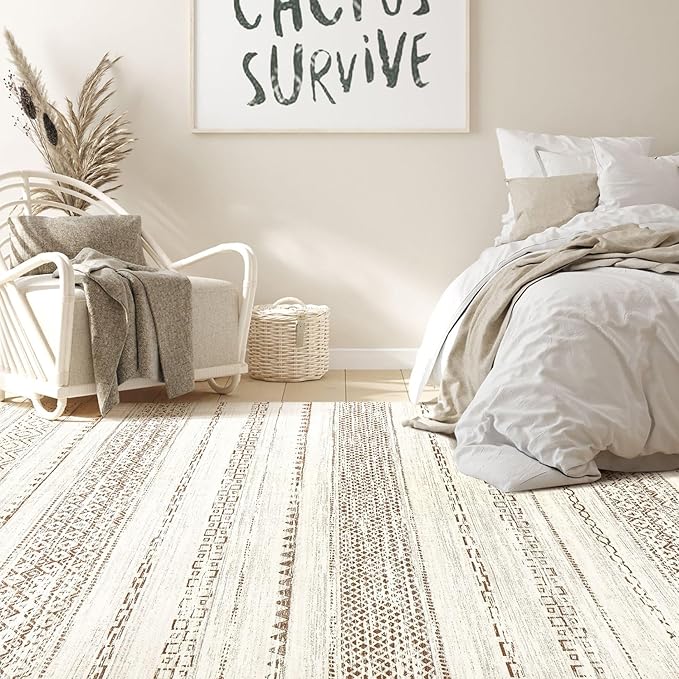 Nakagishi Area Rug Living Room Rugs: 3x5 Soft Machine Washable Boho Neutral - Image 4