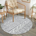 KUTA Washable Circle Rug 3Ft Grey Moroccan Washable Round Area Rugs Boho Foyer by KUTA