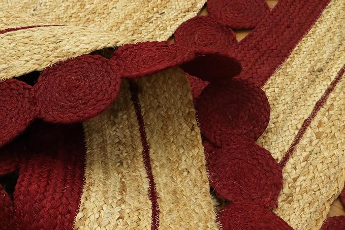 2.6x24 Flatweave Runner – Oval Flatweave Kilim Rug, Hand Braided Natural Jute - Image 9