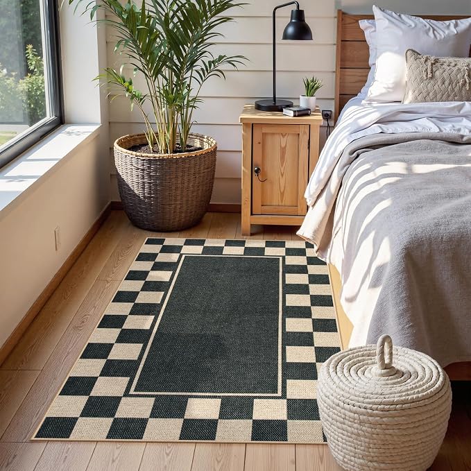Moynesa Easy Jute Rug Checkered Outdoor Patio Rug 3x5, Washable Rugs - Image 7