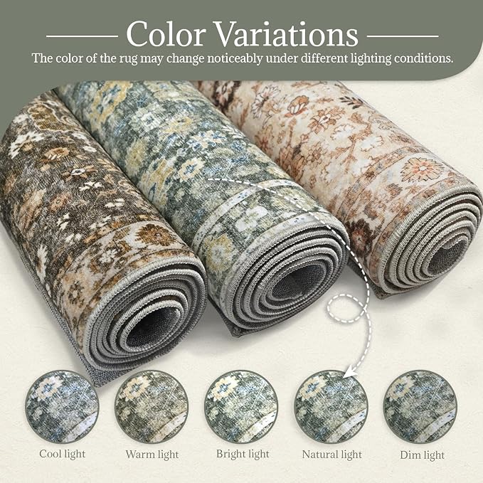 8x10 Washable Area Rugs Ultral Soft Non-Slip Stain Resistant Vintage Boho Large - Image 8