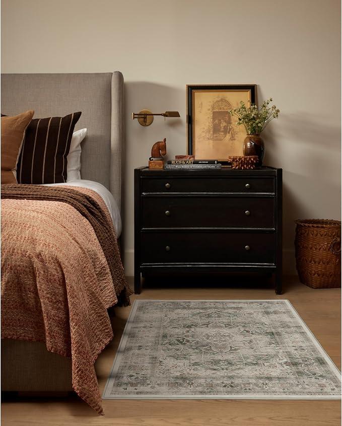 RUGGABLE Washable Vintage Area Rug – Sarrah Sage 3x5, Stain-Resistant, Non-Slip - Image 2