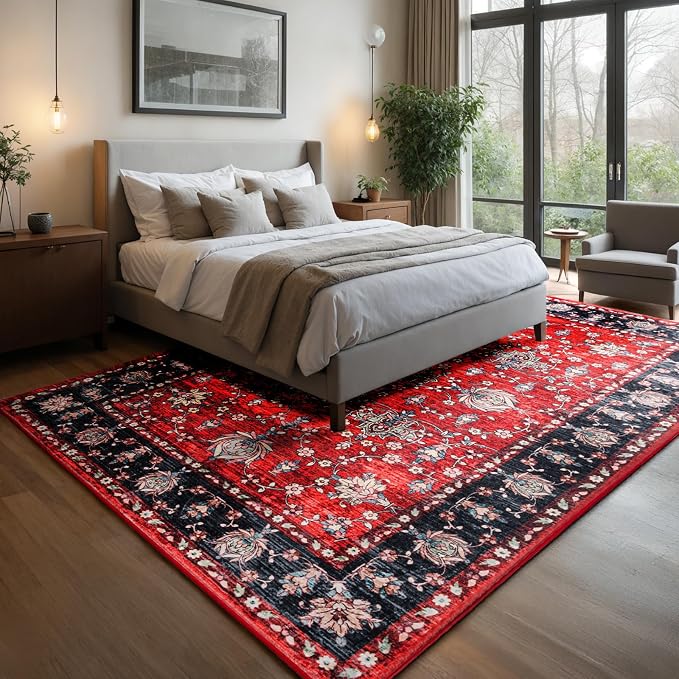 Area Rug for Living Room, 8x10 Machine Washable Non Slip Large Faux Wool Throw - Image 6