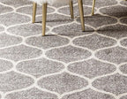 Rugs.com Lattice Frieze Collection Rug – 7' Round Light Gray Medium Rug Perfect - Image 5