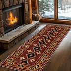 Burgundy Diamond Runner Rug, 3x8ft Hallway Runner Rugs by LGGLOVELIN