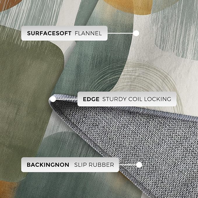 Mid Century Modern Rugs for Home Decor, 8x10 ft, Abstract Geometry Area Rugs - Image 7