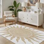 Boho Washable Rugs for Bedroom 3x4, Modern Sun Print Soft Minimalism Area Rug by Unknown