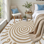 Boho Washable Rugs for Bedroom 2x3, Modern Sun Print Soft Minimalism Area Rug - Image 3
