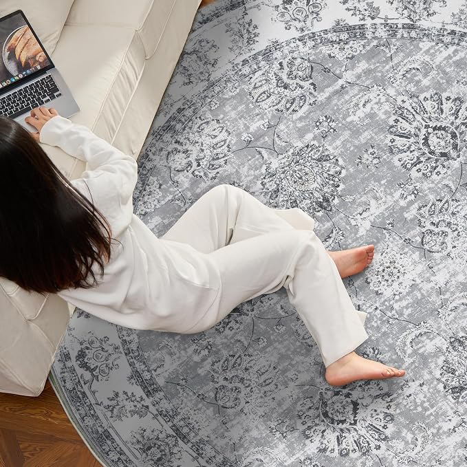 jinchan Fiora Round Rug 7ft Area Rug - Image 6