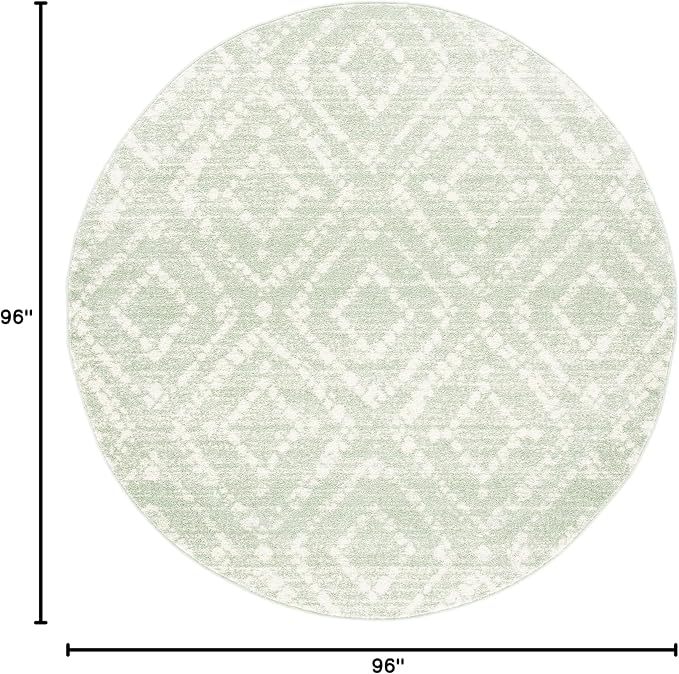 SAFAVIEH Adirondack Collection 8' Round Green/Ivory ADR131Y Modern Diamond - Image 2