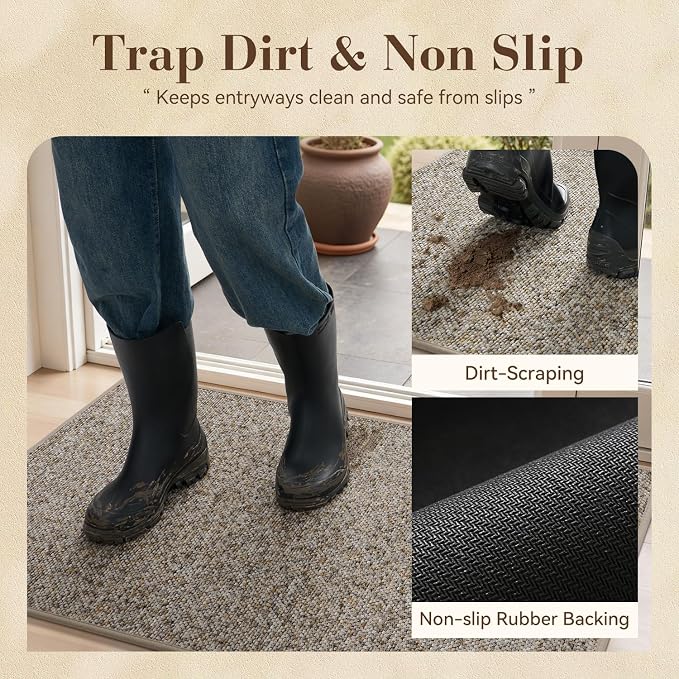MontVoo Door Mat Indoor Entrance Doormat, Absorbent Durable Rubber Non Slip - Image 3