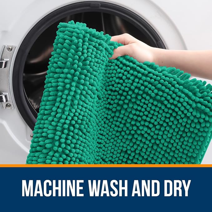 OLANLY Bathroom Rugs 30x20, Extra Soft Absorbent Chenille Bath Rugs, Rubber - Image 5