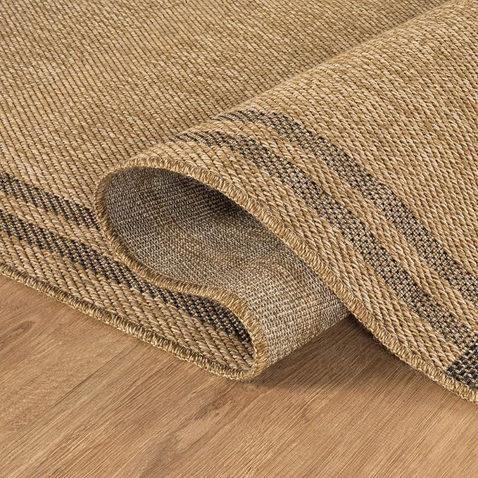 Easy Jute Rugs 9x12 Bordered Natural Color Living Room Indoor Outdoor Area Rug - Image 3
