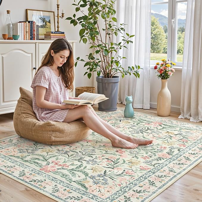 Lahome Boho Rugs for Living Room 5x7, Machine Washable Area Rugs Non-Slip - Image 8