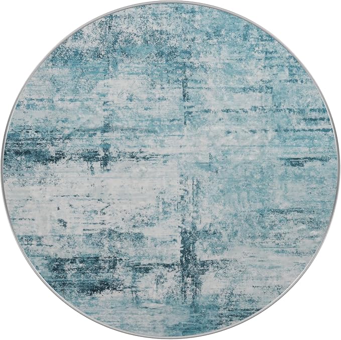 Round 4ft Area Rug Modern Abstract Washable - Image 4