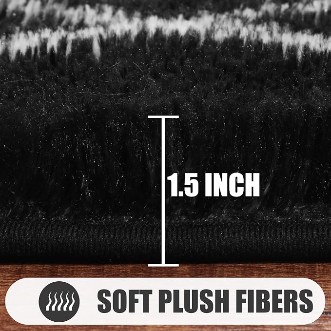 ONASAR Area Rugs for Bedroom Living Room, Fluffy 4x6 Black and White Rug - Image 2
