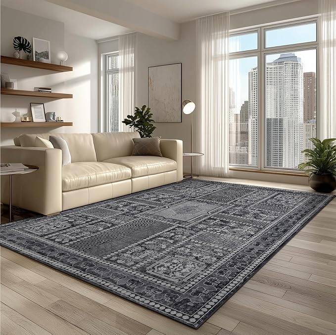 Washable Rugs 5x7 Area Rugs for Living Room, Thin Carpet for Bedroom, Soft Faux by KENODITANAreaRug