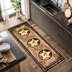 Gold Five-Point Star Runner Rug, 3x10ft Washable Hallway Badge Carpet, Corridor - Image 3