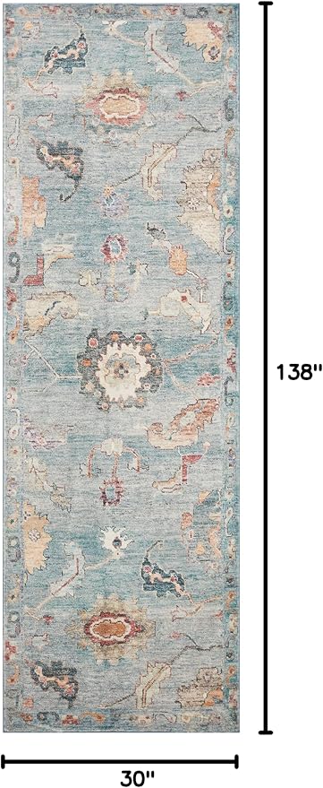 Loloi Margot Collection MAT-06 Denim/Multi 2'-6" x 11'-6" Runner Rug feat. - Image 2