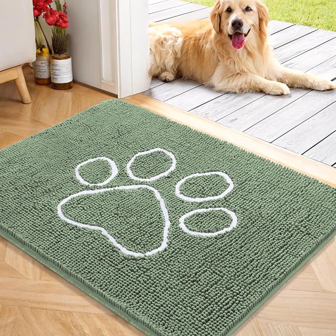 OLANLY Dog Door Mat for Muddy Paws 40x32, Paw Print Design, Absorbs Moisture by OLANLY