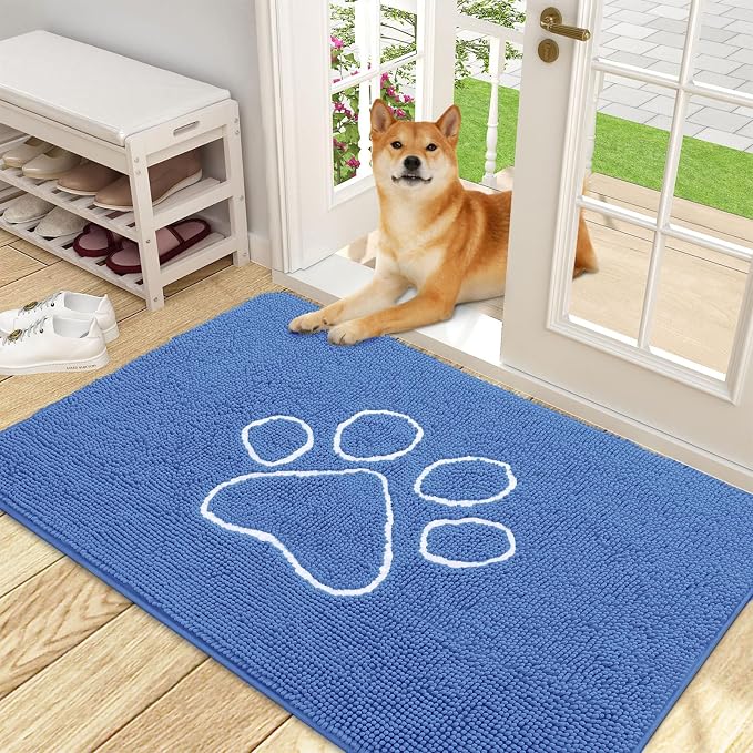 OLANLY Dog Door Mat for Muddy Paws 48x30, Paw Print Design, Absorbs Moisture by OLANLY