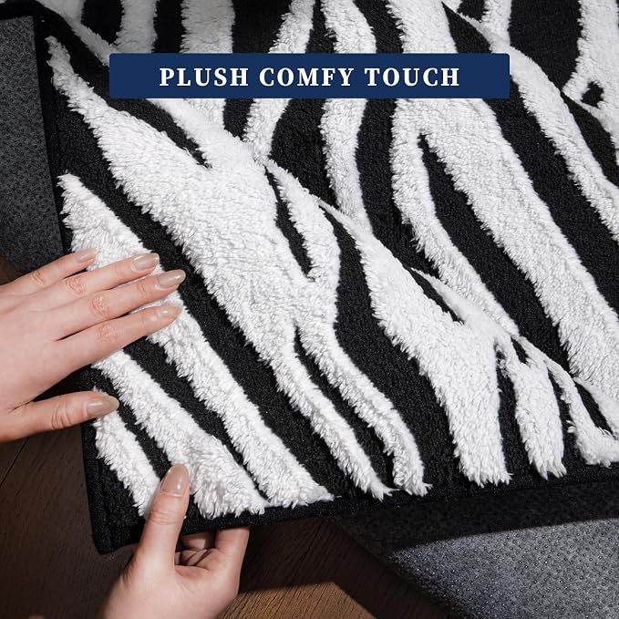 YIHOUSE 8×10 Ft Area Rugs, Washable Plush Soft Zebra Print Carpet, Non-Slip - Image 6